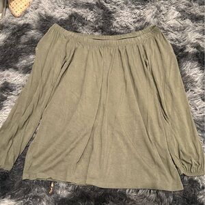 Hollister Olive Green Off-Shoulder Top